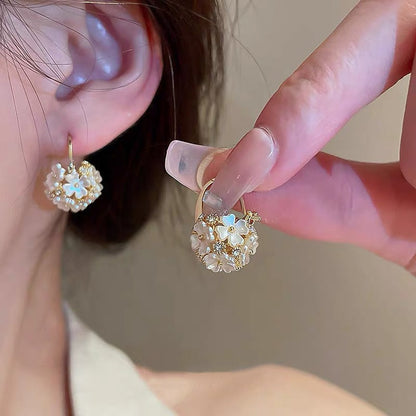 2026 Korean New Simple Temperament Circle Pearl Earrings Fashion Small Versatile Earrings  Jewelry