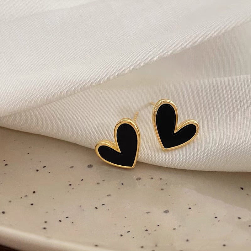 Cute Korean Earrings Heart Bling Zircon Stone Rose Gold Color Stud Earring for Women Fashion Jewelry 2026 New Gift